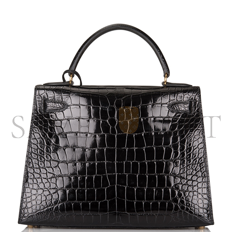H**mes master a shiny rose schÉhÉrazade niloticus crocodile sellier kelly 28 with gold hardware (28*22*10cm)